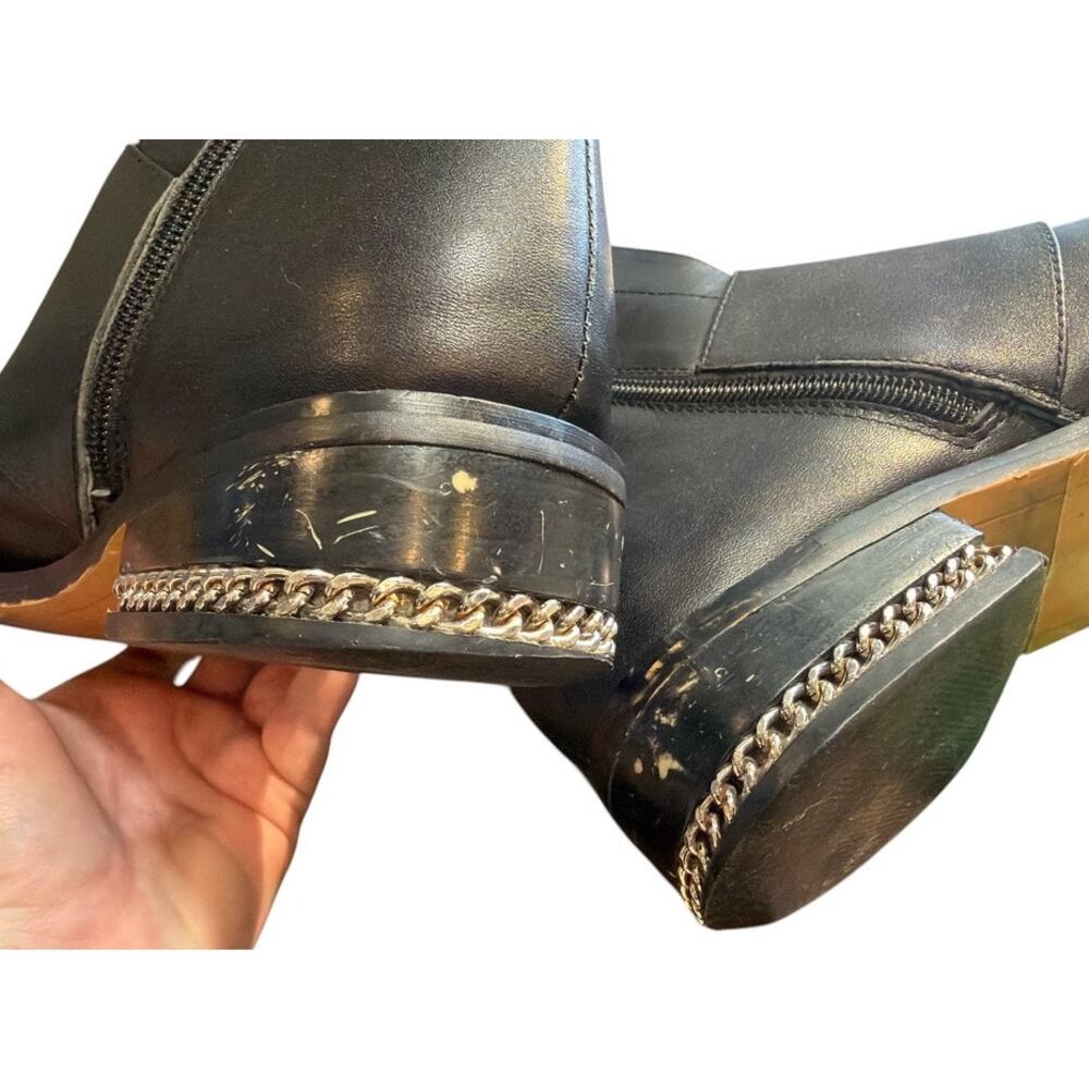 Givenchy Leather Monk Strap Ankle Boots Chain Size 38 Black Silver Minimal City - Picture 10 of 16